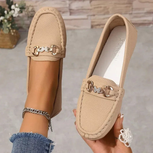 Mocassim Feminino Casual e Confortáveis - Sola Sólida, Bico Redondo