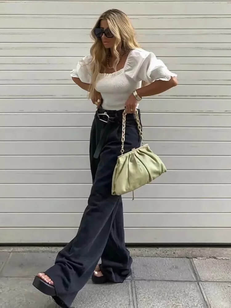 Calça Jeans Reta Wide Leg La Lila