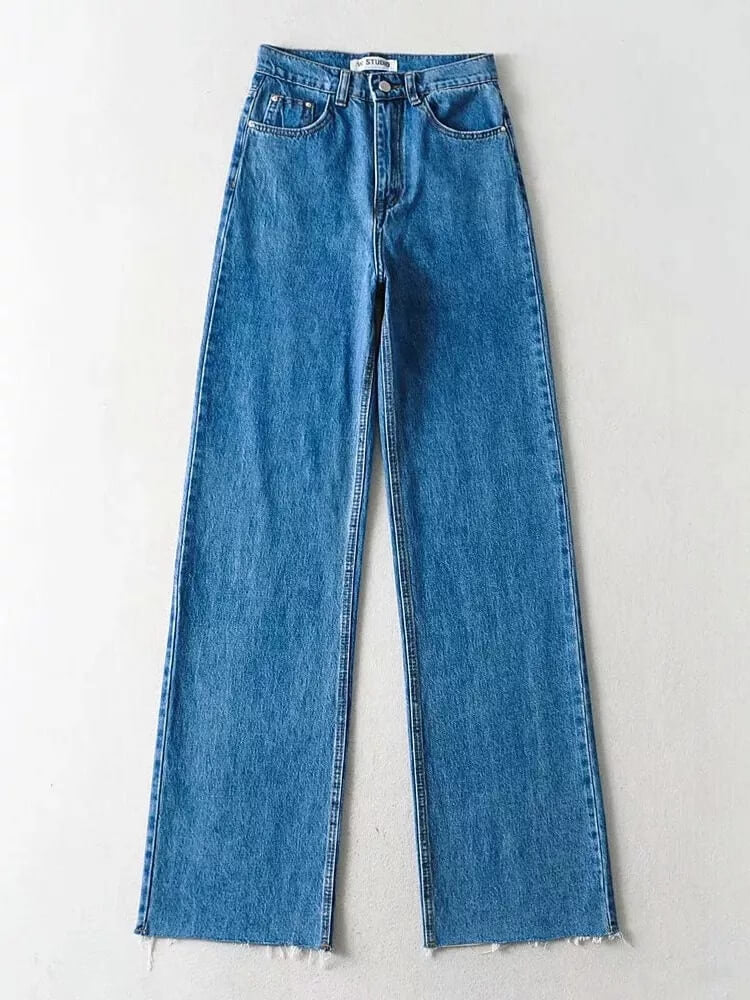 Calça Jeans Reta Wide Leg La Lila