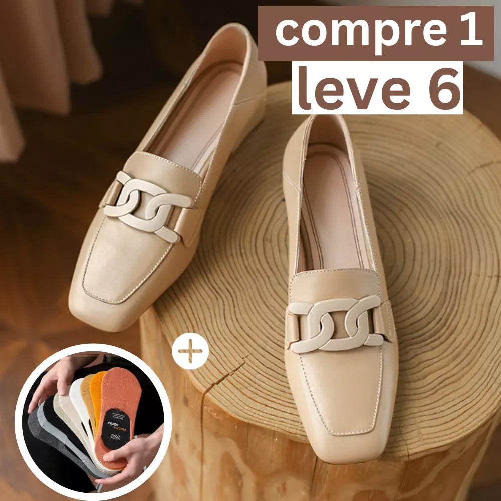 [Compre 1 LEVE 6] Sapato Vezzy™ Premium + 5 Pares de Meias Invisíveis Anti-Odor